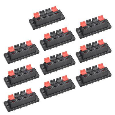 Harfington Uxcell 4 Ways Spring Speaker Terminal Clip Push Release Connector Audio Cable Terminals Strip Block Black Red WP4-10 10Pcs