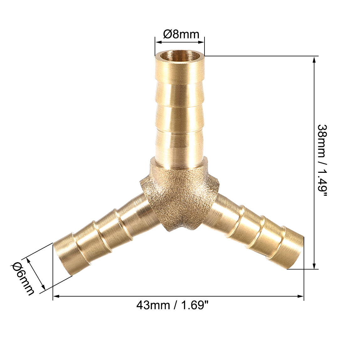 Harfington Brass Reducer Barb Fitting, Y-Shaped Tee Connector Adapter