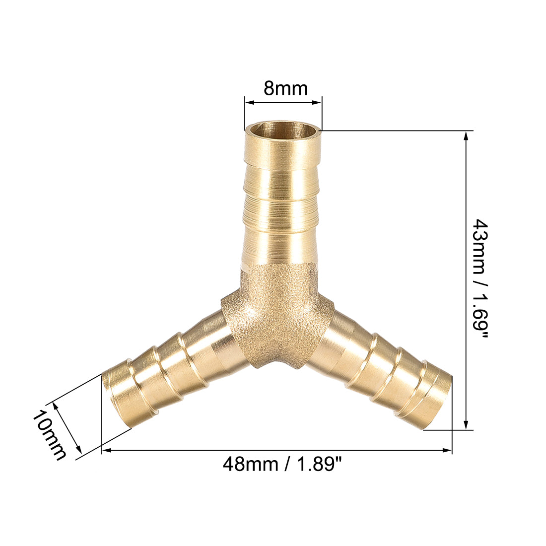 Harfington Brass Reducer Barb Fitting, Y-Shaped Tee Connector Adapter