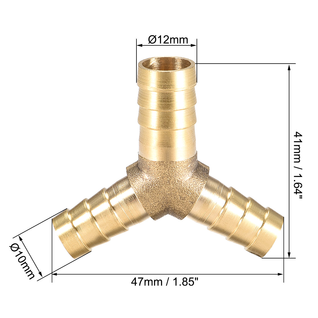 Harfington Brass Reducer Barb Fitting, Y-Shaped Tee Connector Adapter