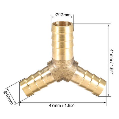 Harfington Brass Reducer Barb Fitting, Y-Shaped Tee Connector Adapter