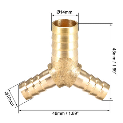 Harfington Brass Reducer Barb Fitting, Y-Shaped Tee Connector Adapter