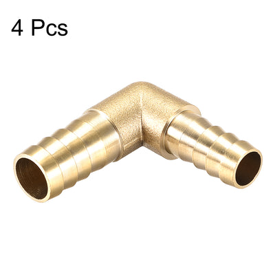 Harfington Uxcell 12mm to 10mm Barb Brass Hose Fitting 90 Degree Elbow Pipe Connector Coupler 4pcs