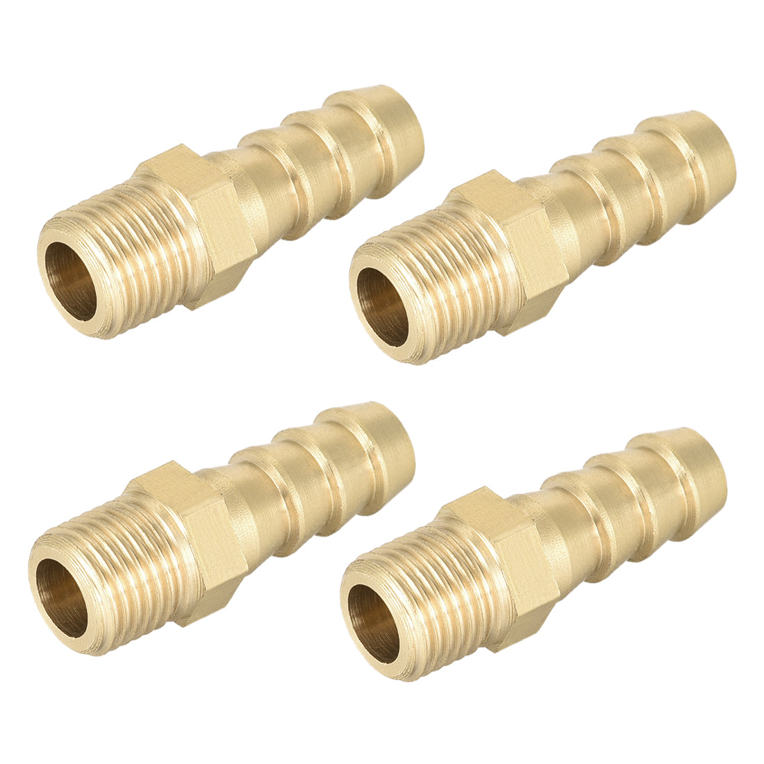 uxcell Uxcell Brass Fitting Connector Metric M10-1 Male to Barb Fit Hose ID 8mm 4pcs