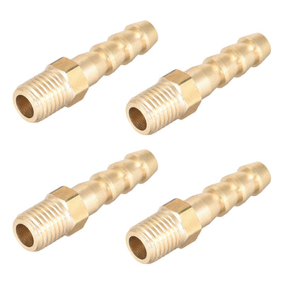 uxcell Uxcell Brass Fitting Connector Metric M8-1 Male to Barb Fit Hose ID 6mm 4pcs