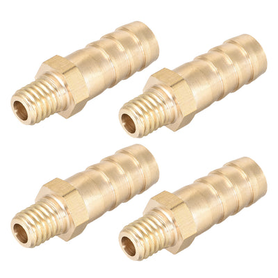 uxcell Uxcell Brass Fitting Connector Metric M8-1 Male to Barb Fit Hose ID 10mm 4pcs