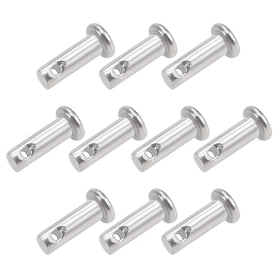 Harfington Uxcell Single Hole Clevis Pins - Flat Head 304 Stainless Steel Link Hinge Pin 10Pcs