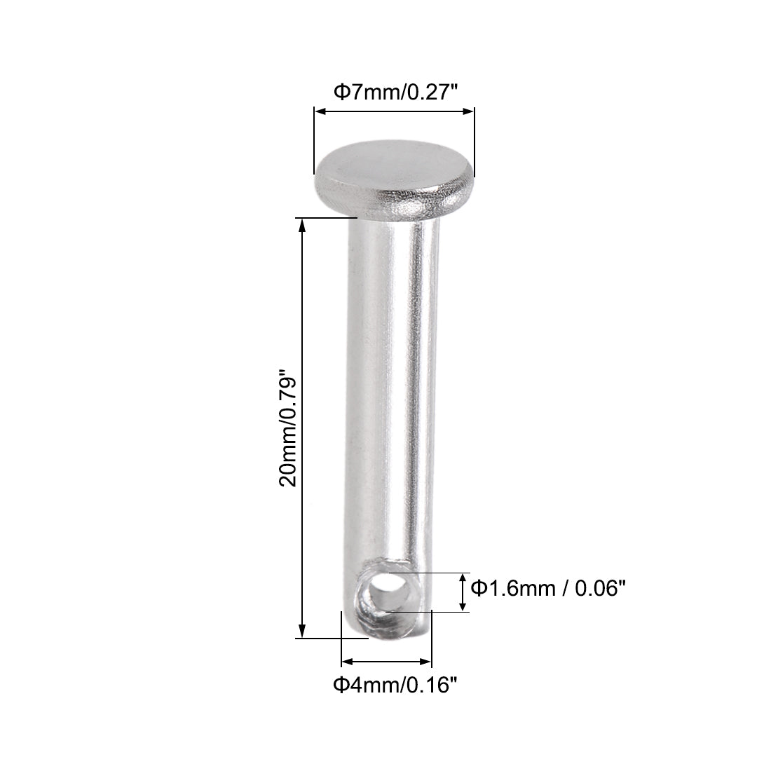 uxcell Uxcell Single Hole Clevis Pins - Flat Head 304 Stainless Steel Link Hinge Pin 10Pcs