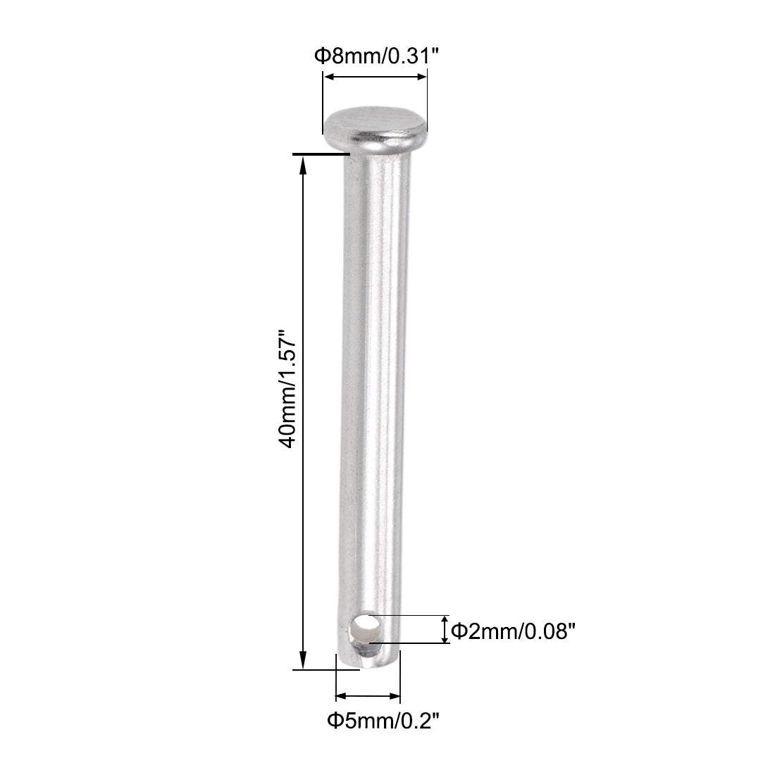 uxcell Uxcell Single Hole Clevis Pins - Flat Head 304 Stainless Steel Link Hinge Pin 10Pcs