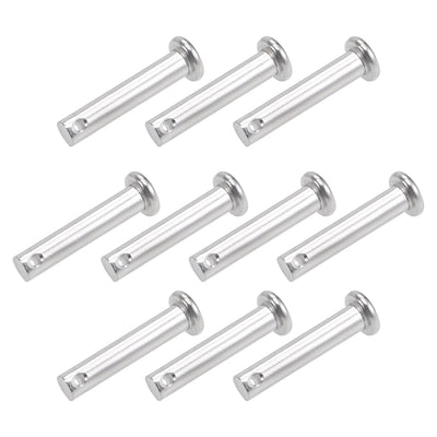 Harfington Uxcell Single Hole Clevis Pins - Flat Head 304 Stainless Steel Link Hinge Pin 10Pcs