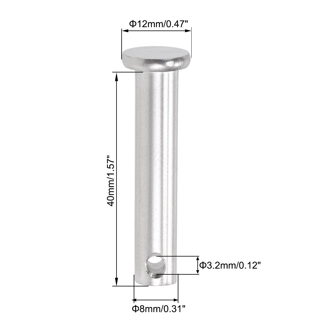 uxcell Uxcell Single Hole Clevis Pins - Flat Head 304 Stainless Steel Link Hinge Pin 10Pcs