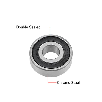 Harfington Uxcell Deep Groove Ball Bearing Metric Double Seal Chrome Steel ABEC1 Z2