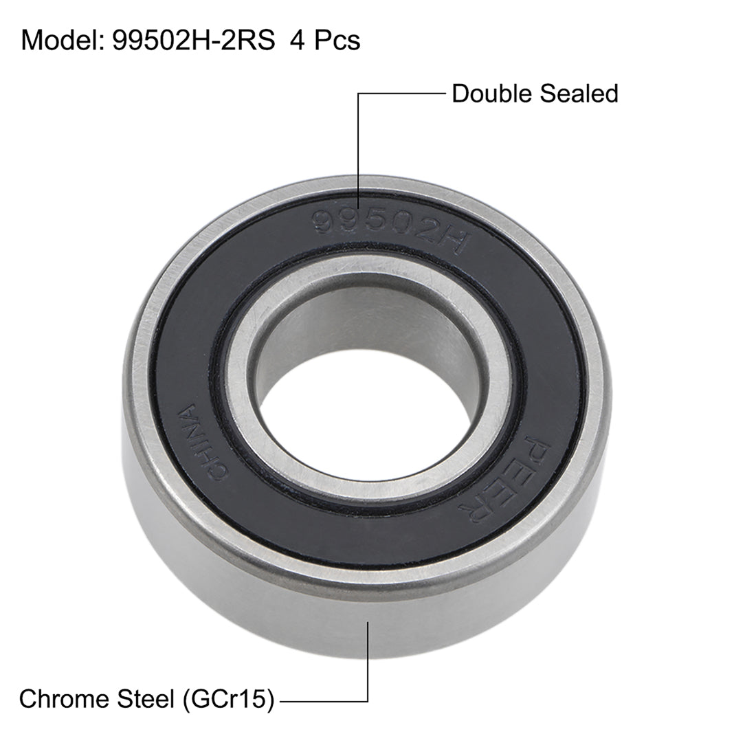 uxcell Uxcell Deep Groove Ball Bearings Double Sealed Chrome Steel ABEC1 Z2