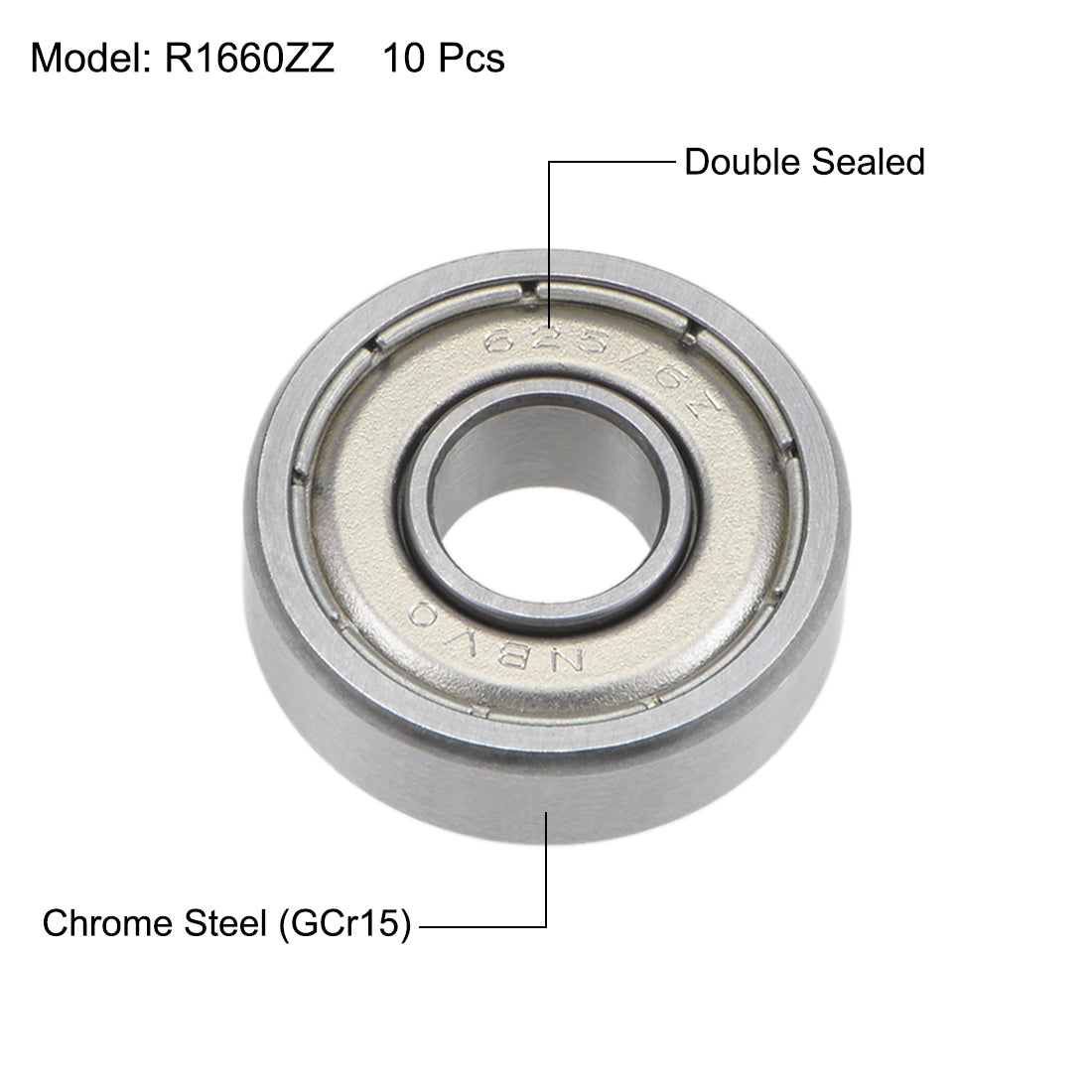 uxcell Uxcell Deep Groove Ball Bearings Z2 Double Shield Chrome Steel