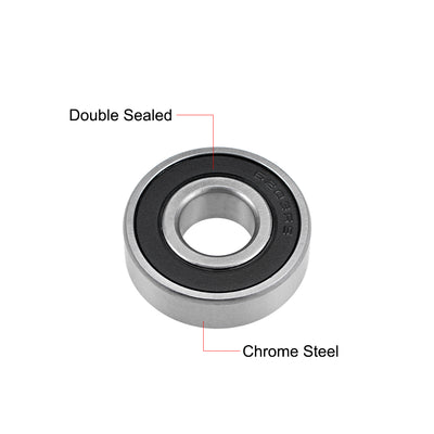 Harfington Uxcell Deep Groove Ball Bearings Metric Double Sealed Chrome Steel Rollers Z2