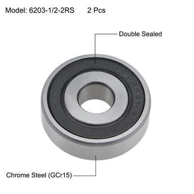 Harfington Uxcell Deep Groove Ball Bearings Inch Double Sealed Chrome Steel ABEC1