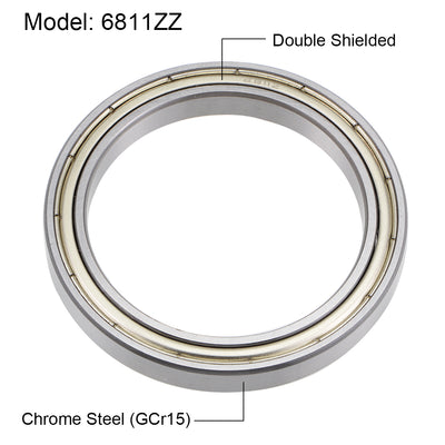 Harfington Uxcell Deep Groove Ball Bearings Thin Section Double Shield Chrome Steel ABEC1