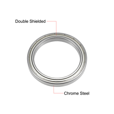 Harfington Uxcell 6813ZZ Ball Bearings Z2 65x85x10mm Double Shielded Chrome Steel