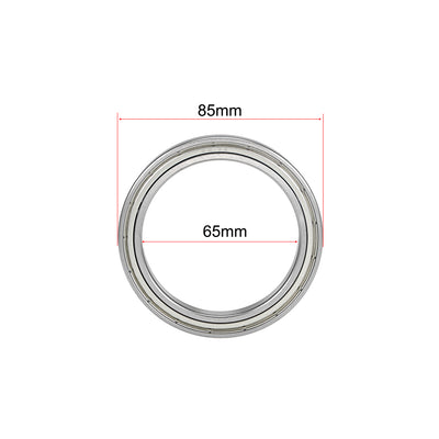 Harfington Uxcell 6813ZZ Ball Bearings Z2 65x85x10mm Double Shielded Chrome Steel