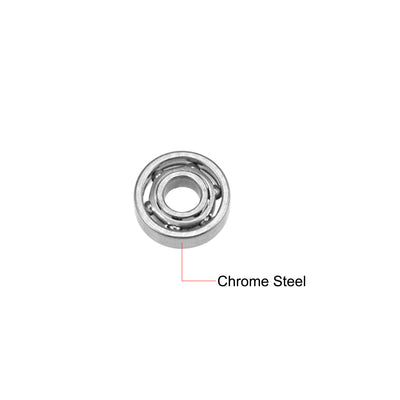 Harfington Uxcell Miniature Deep Groove Ball Bearings Open Type Chrome Steel Bearing