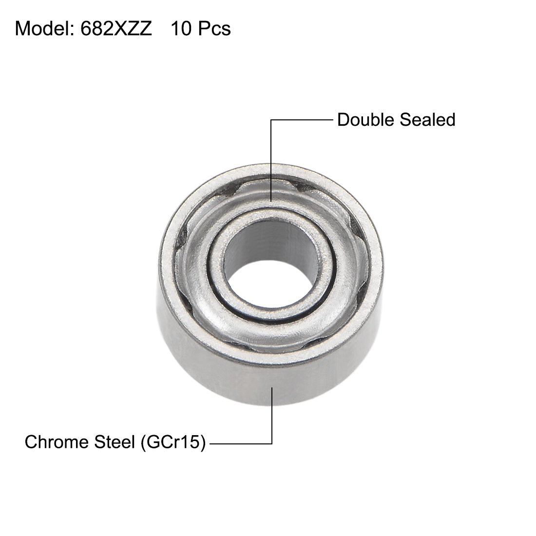 uxcell Uxcell Deep Groove Ball Bearings Z2 Double Shield Chrome Steel