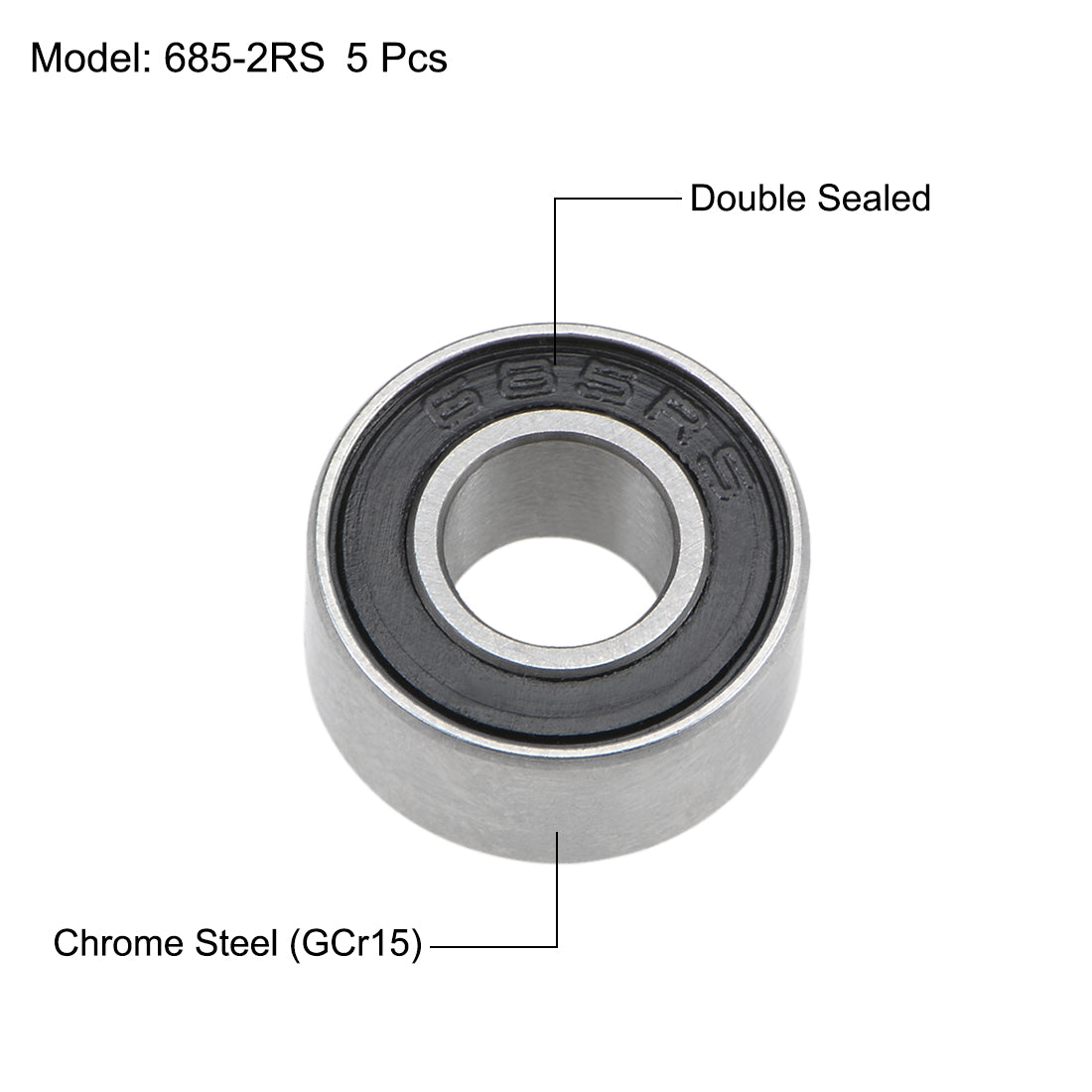 uxcell Uxcell Deep Groove Ball Bearings Metric Double Sealed Chrome Steel Rollers Z2