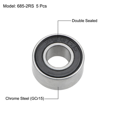 Harfington Uxcell Deep Groove Ball Bearings Metric Double Sealed Chrome Steel Rollers Z2