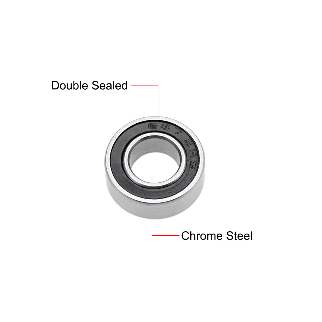 uxcell Uxcell Deep Groove Ball Bearings Z2 Double Sealed Chrome Steel Roller