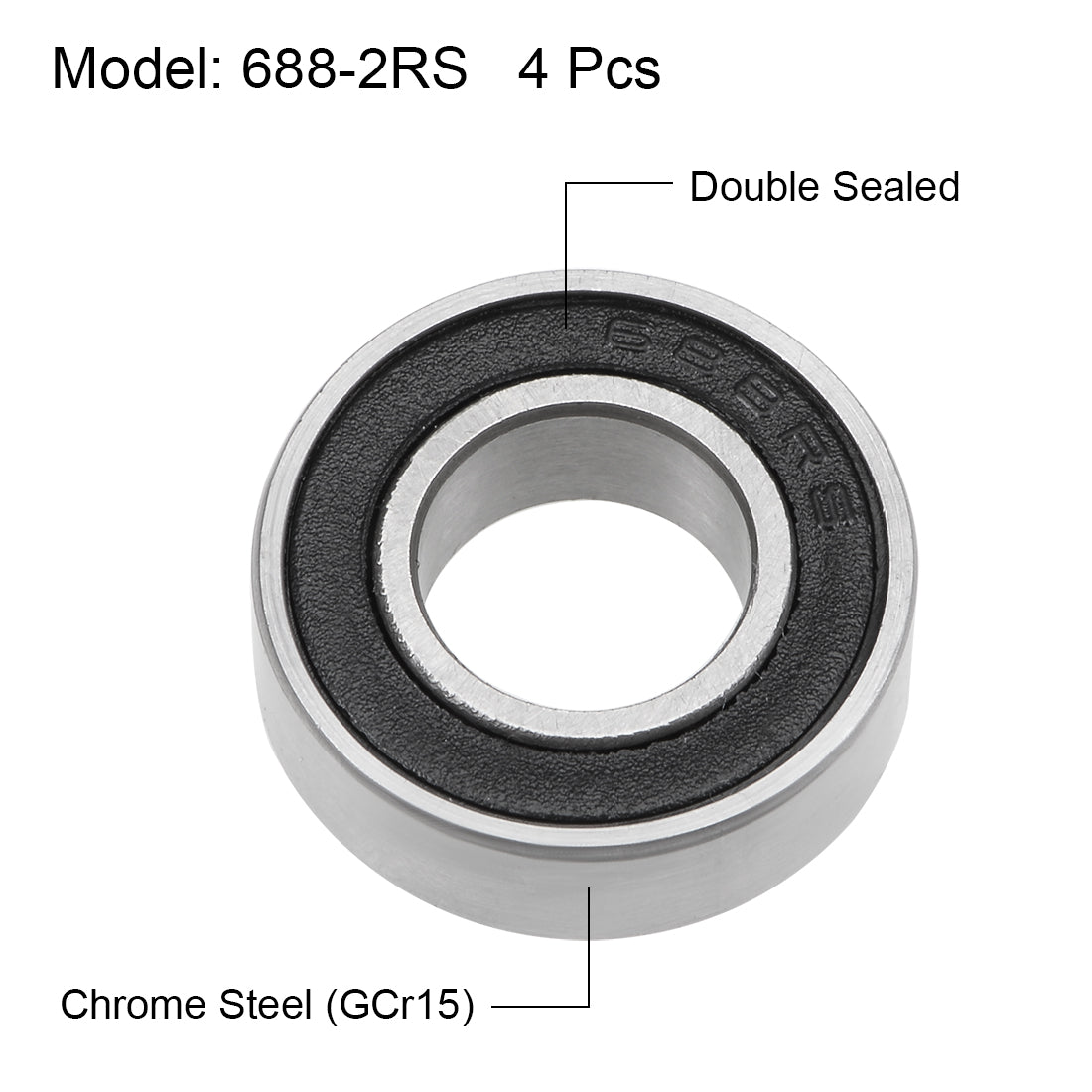 uxcell Uxcell Deep Groove Ball Bearing Metric Double Seal Chrome Steel ABEC1 Z2