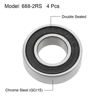 Harfington Uxcell Deep Groove Ball Bearing Metric Double Seal Chrome Steel ABEC1 Z2