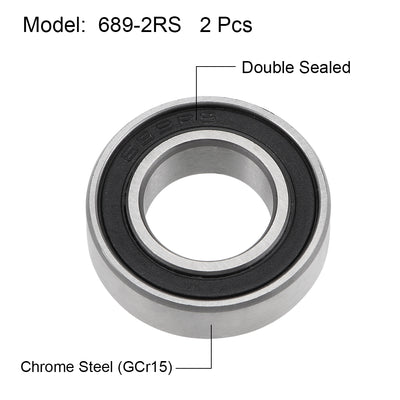 Harfington Uxcell Deep Groove Ball Bearings Metric Double Sealed Chrome Steel Rollers Z2