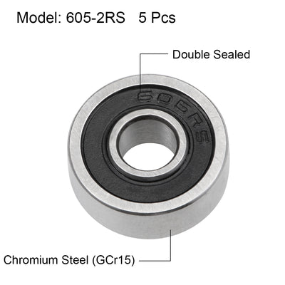 Harfington Uxcell Deep Groove Ball Bearings Metric Double Sealed Chrome Steel Rollers Z2