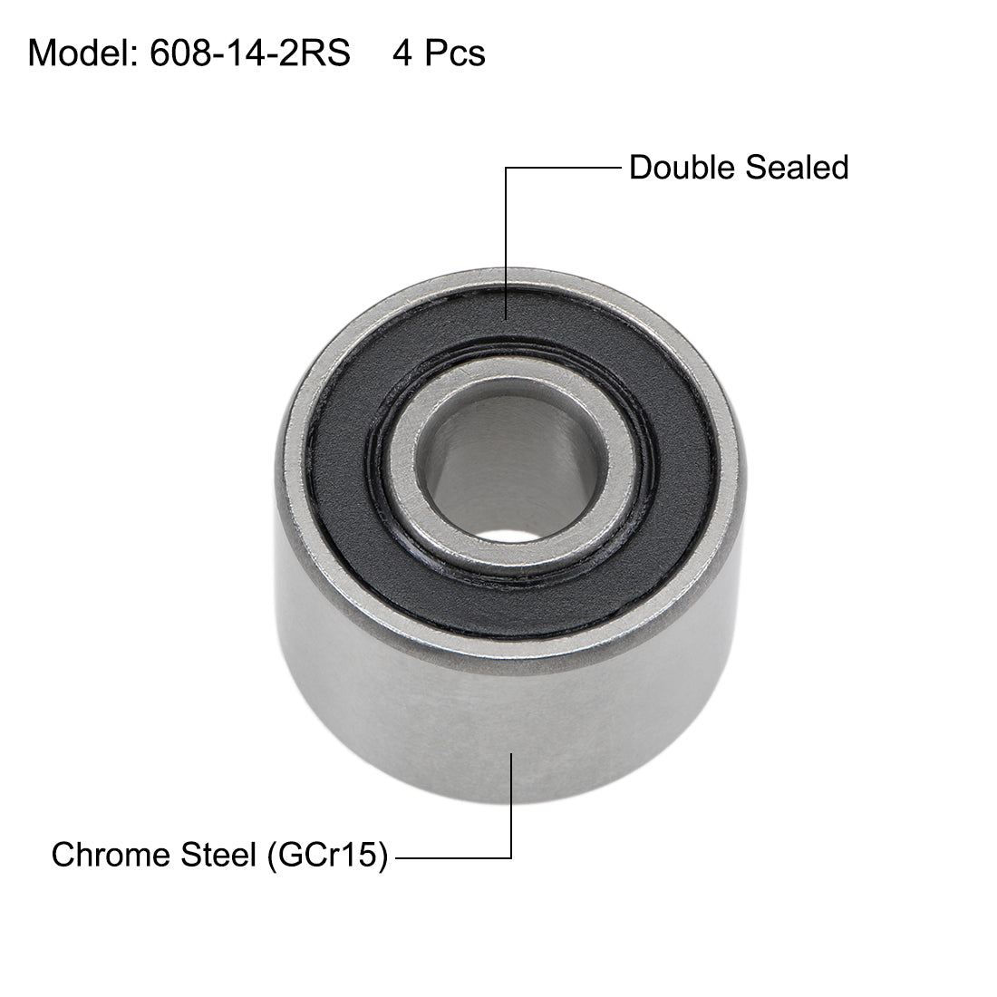 uxcell Uxcell Deep Groove Ball Bearing Metric Double Seal Chrome Steel ABEC1 Z2