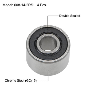 Harfington Uxcell Deep Groove Ball Bearing Metric Double Seal Chrome Steel ABEC1 Z2