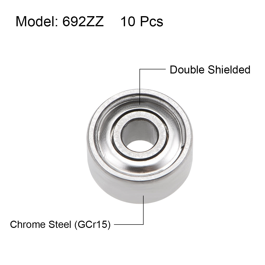 uxcell Uxcell Deep Groove Ball Bearings Z2 Double Shield Chrome Steel