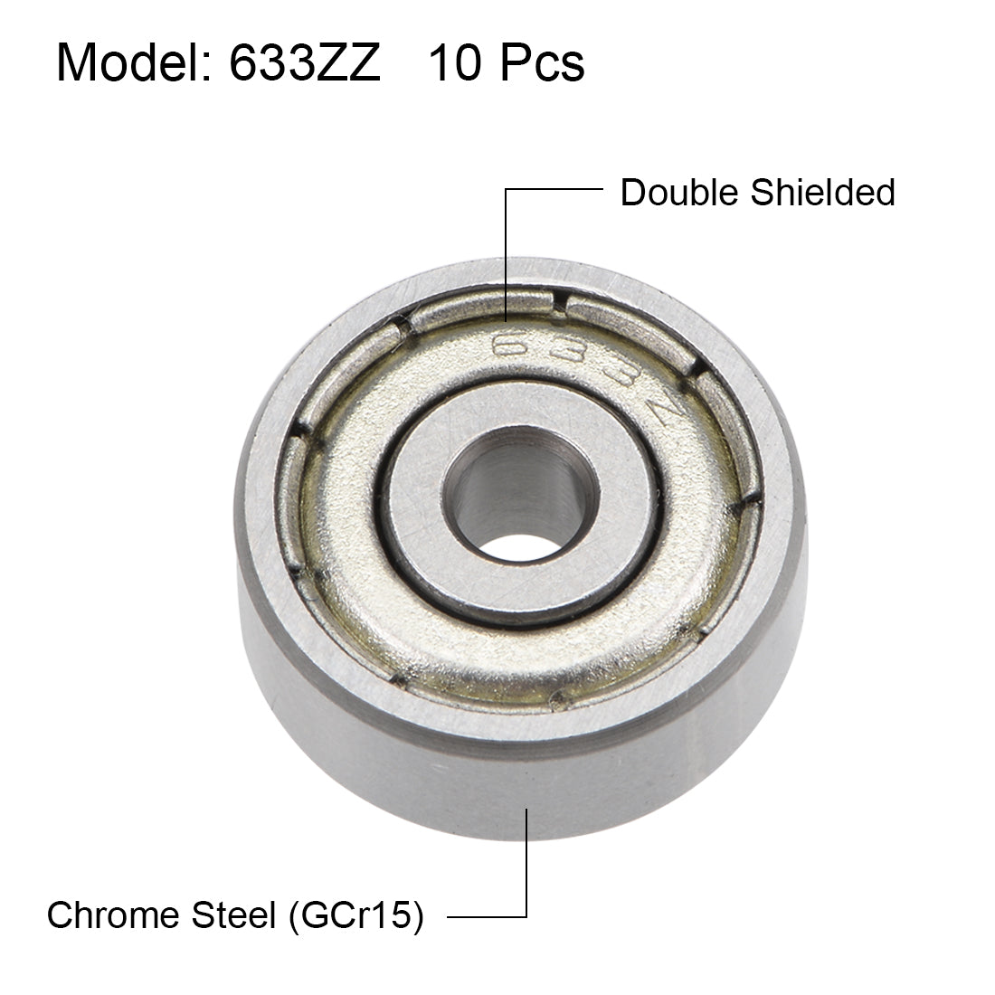 uxcell Uxcell Deep Groove Ball Bearings Z2 Double Shield Chrome Steel