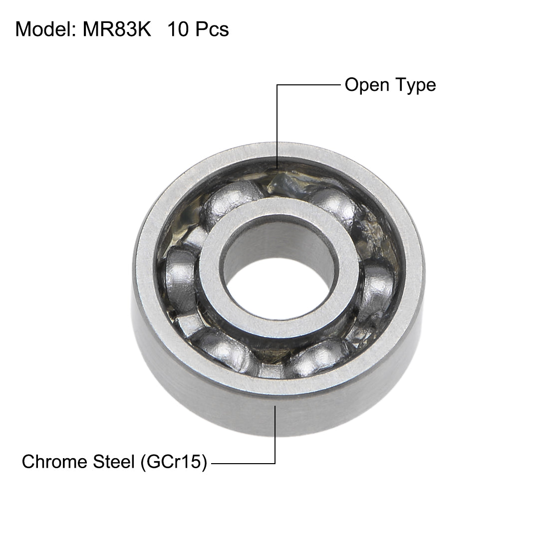 uxcell Uxcell Deep Groove Ball Bearings Metric Open Type Chrome Steel ABEC1 Z2