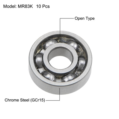 Harfington Uxcell Deep Groove Ball Bearings Metric Open Type Chrome Steel ABEC1 Z2