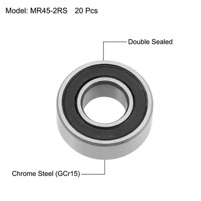 Harfington Uxcell Deep Groove Ball Bearings Metric Double Sealed Chrome Steel P0 Z2 Level