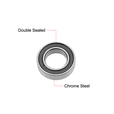 Harfington Uxcell Deep Groove Ball Bearings Metric Double Sealed Chrome Steel P0 Z2 Level