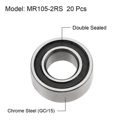 Harfington Uxcell Deep Groove Ball Bearings Metric Double Sealed Chrome Steel P0 Z2 Level