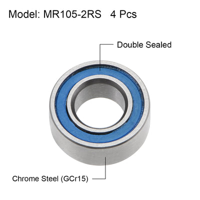 Harfington Uxcell Deep Groove Ball Bearings Metric Double Sealed Chrome Steel Blue P0 Z2