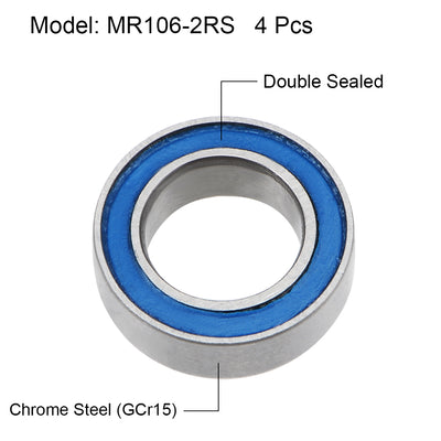 Harfington Uxcell Deep Groove Ball Bearings Metric Double Sealed Chrome Steel Blue P0 Z2