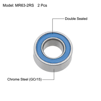 Harfington Uxcell Miniature Deep Groove Ball Bearings Double Sealed Chrome Steel Blue Cover