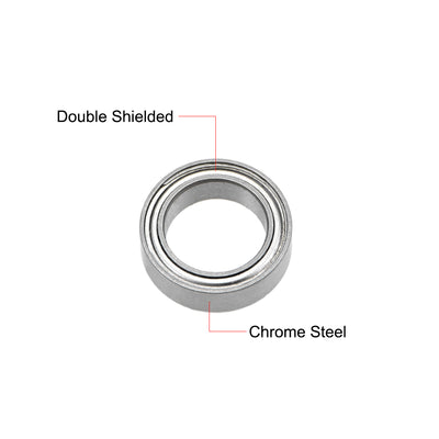 Harfington Uxcell Miniature Deep Groove Ball Bearing Double Shielded Chrome Steel