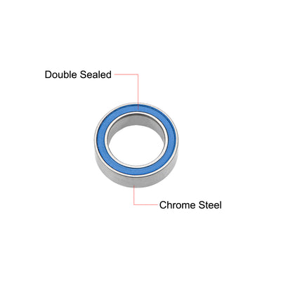 Harfington Uxcell Deep Groove Ball Bearings Metric Double Sealed Chrome Steel Blue P0 Z2