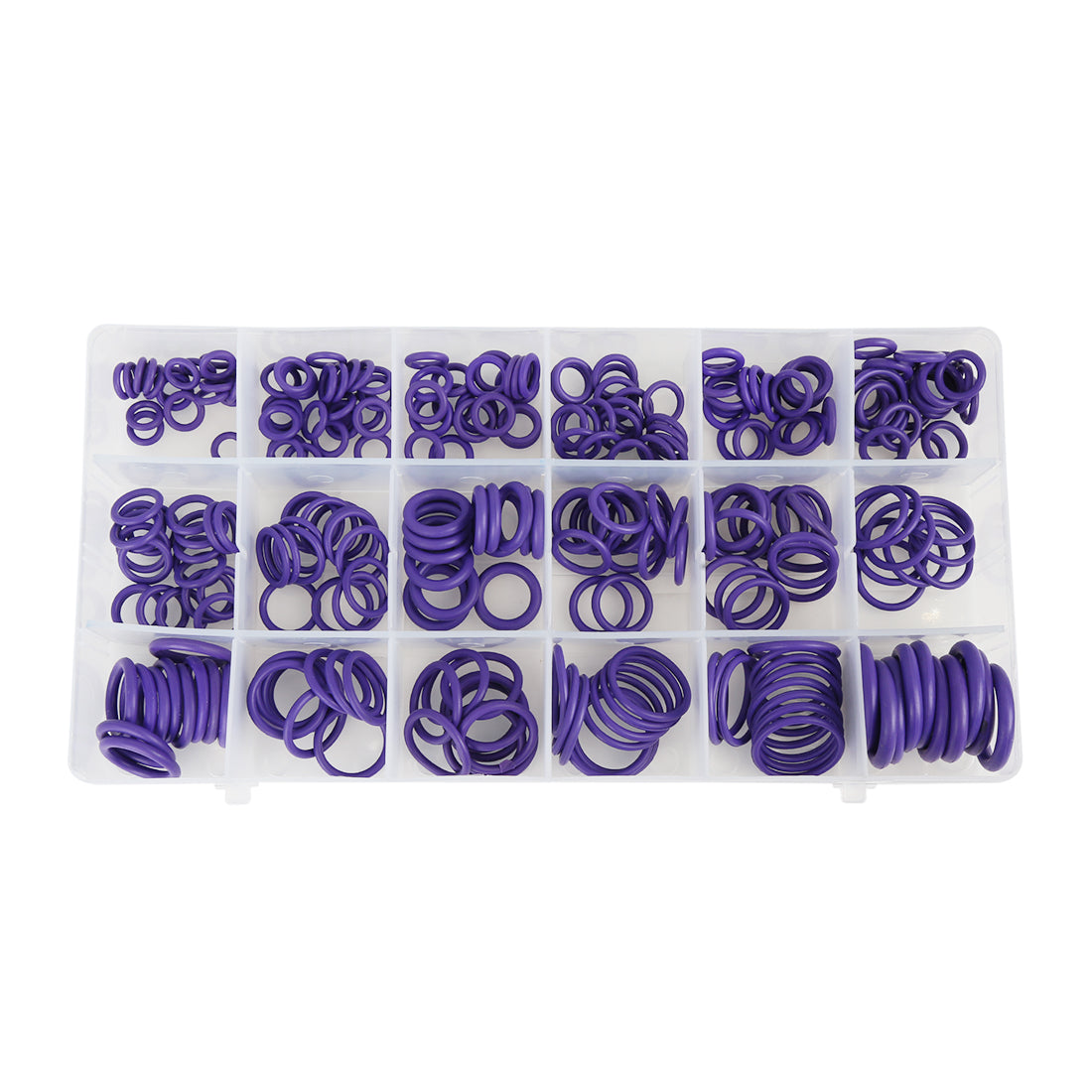 Harfington 270pcs 18 Size Purple Rubber O-Ring Sealing Gasket Washer Seal Assortment Set with Holder Case