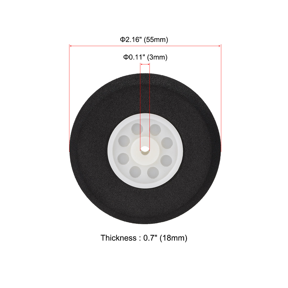 uxcell Uxcell RC Airplane Wheels - 2PCS RC Airplane Aircraft Sponge Wheels 2.16 inch x 0.11 inch