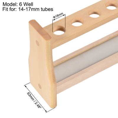 Harfington Uxcell Holz Reagenzglasgestell 6 Vertiefungen für 10ml Zentrifugenröhrchen