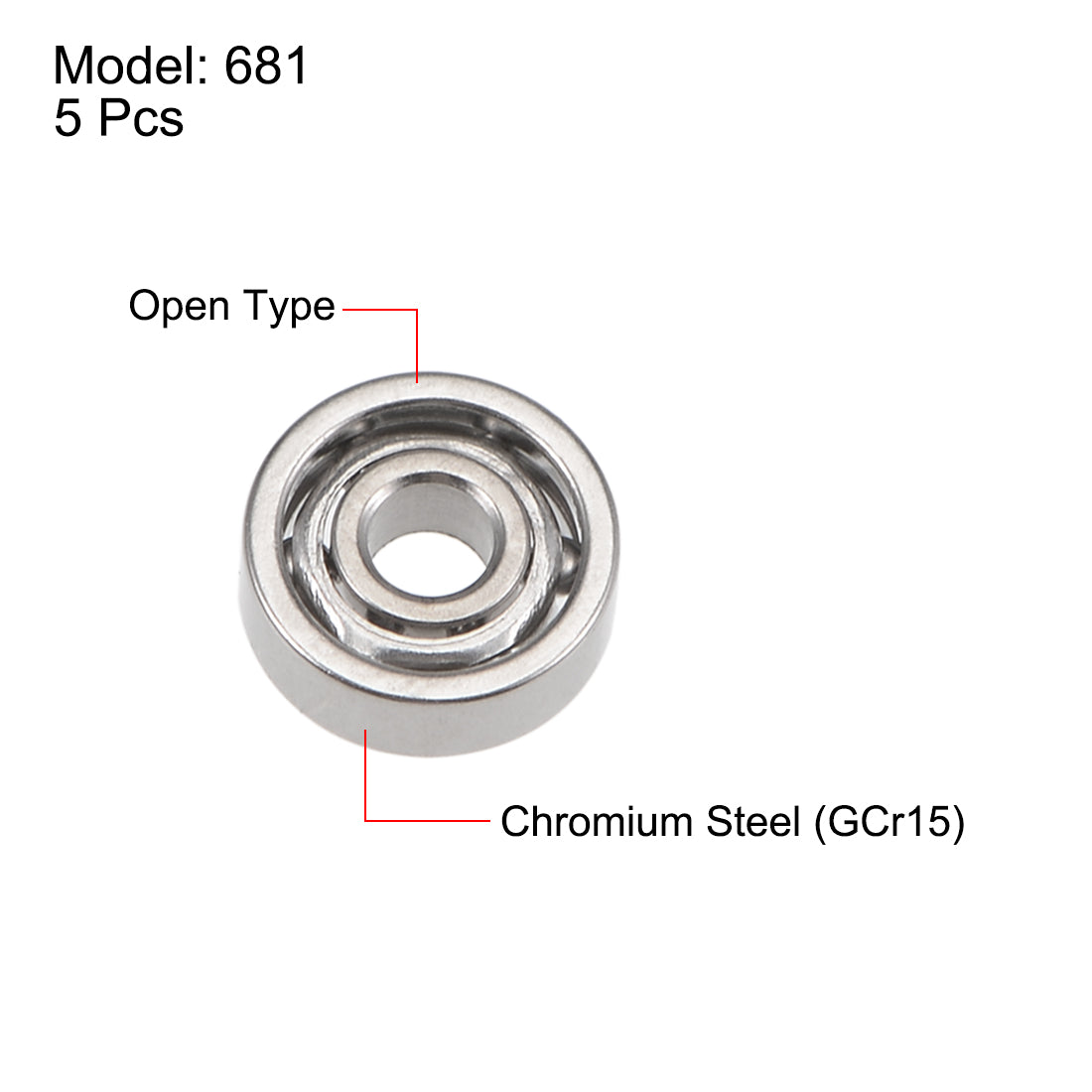 uxcell Uxcell Miniature Deep Groove Ball Bearings Open Type Chrome Steel